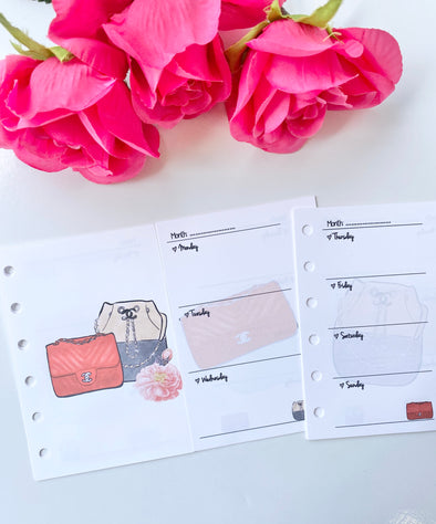 Handbags Horizontal Weekly Planner Refills