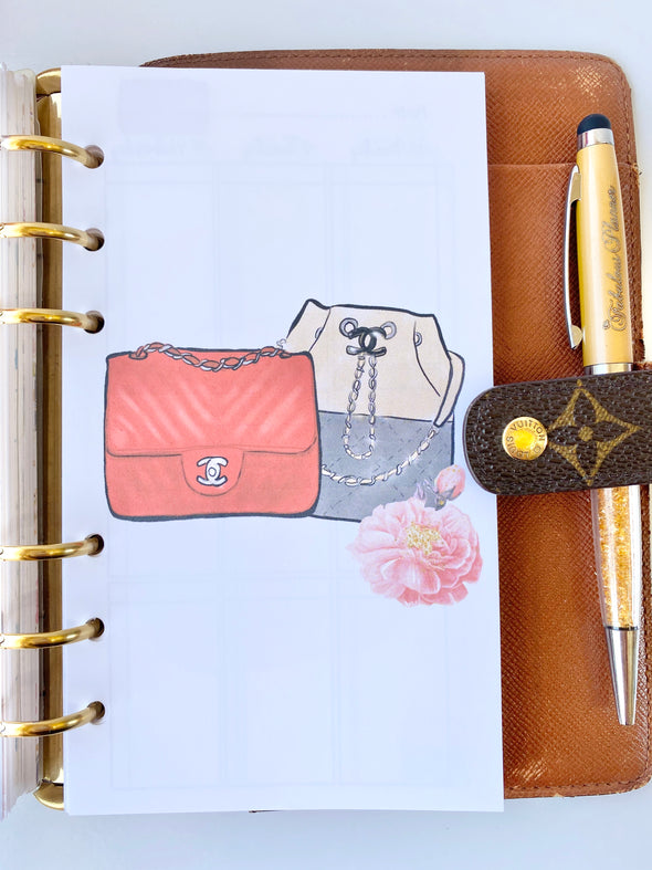 Handbags Horizontal Weekly Planner Refills