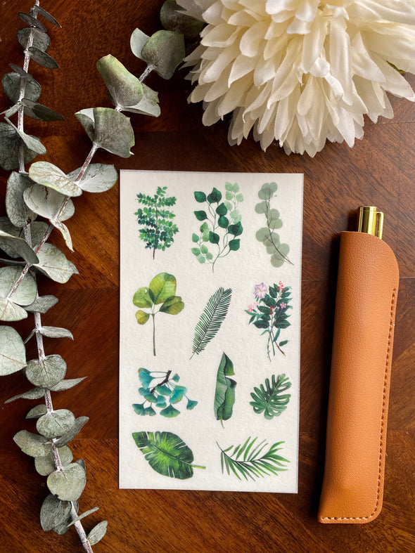 Tropical Plants Clear Planner Stickers - Set of 6