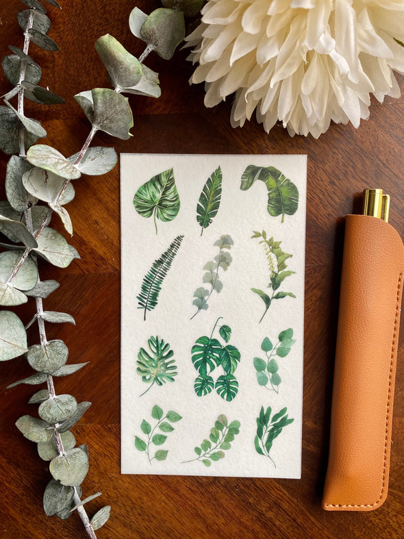 Tropical Plants Clear Planner Stickers - Set of 6