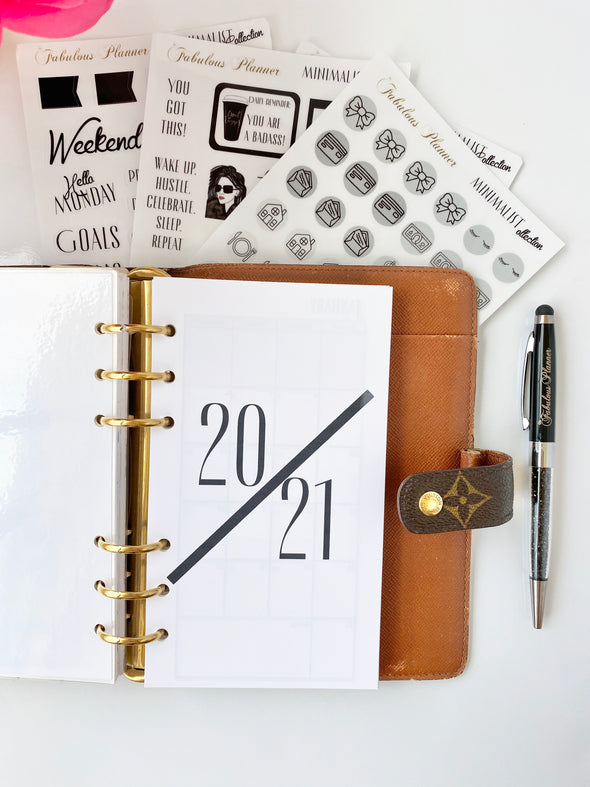 Dated Yearly Minimalist Black 2025 Monthly Inserts