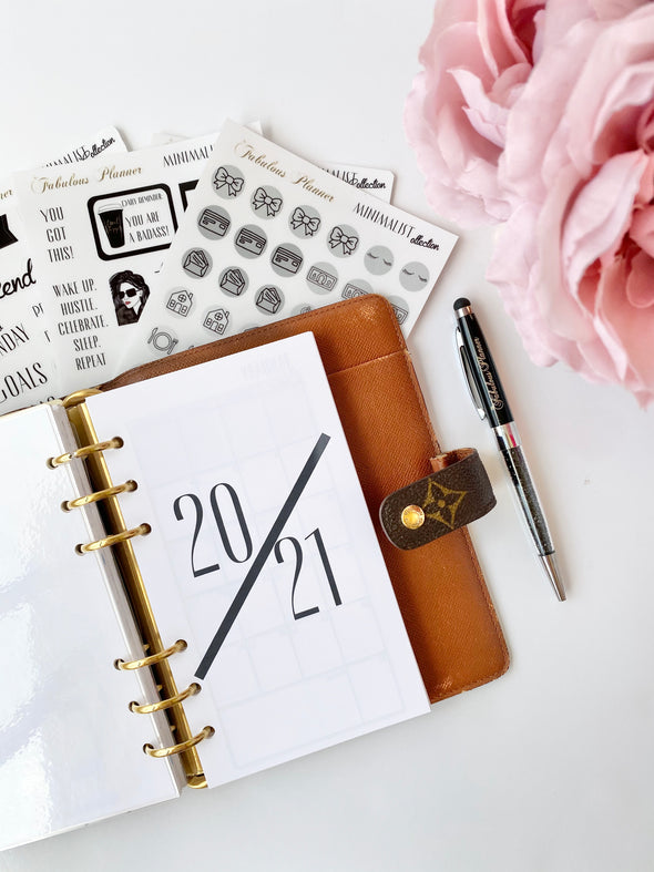 Dated Yearly Minimalist Black 2025 Monthly Inserts