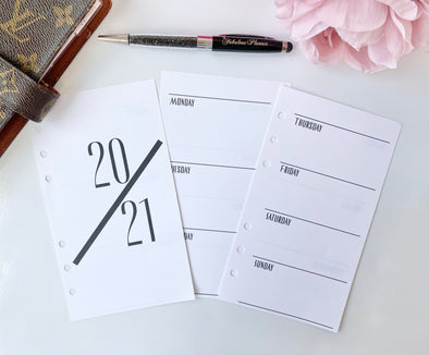 Minimalist Black Planner Weekly Inserts