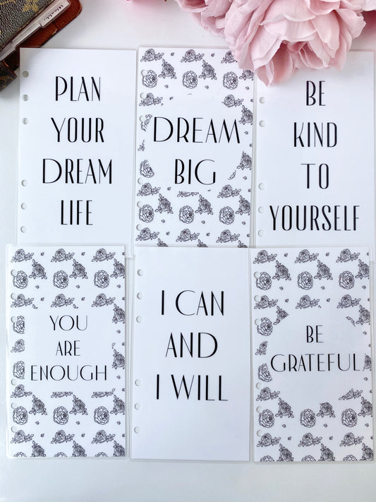 Minimalist Black Roses Dividers - Set of 6