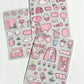 Set of 3 Pink Sparkle Clear Sticker Kit