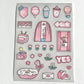 Set of 3 Pink Sparkle Clear Sticker Kit