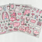 Set of 3 Pink Sparkle Clear Sticker Kit
