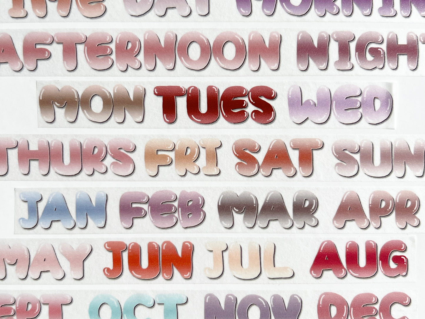 Days of the Week Bubble Text Functional Washi Tape