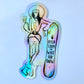 Snowboard Girl Holographic Die-Cut Sticker