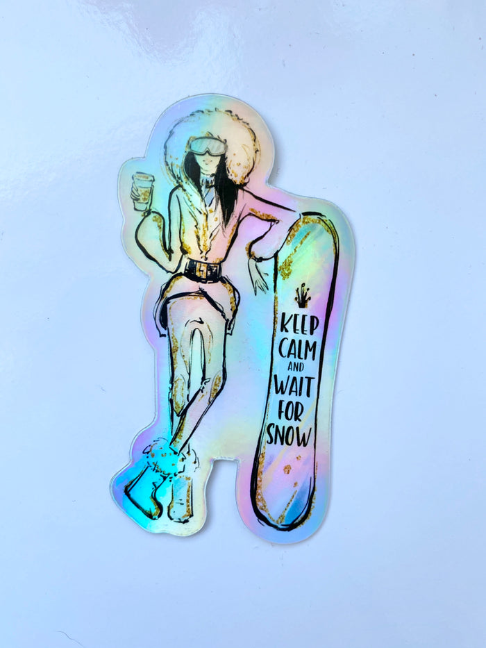 Snowboard Girl Holographic Die-Cut Sticker