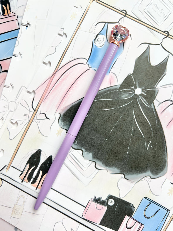 Heart Diamond Purple Ballpoint Pen