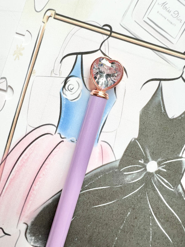 Heart Diamond Purple Ballpoint Pen