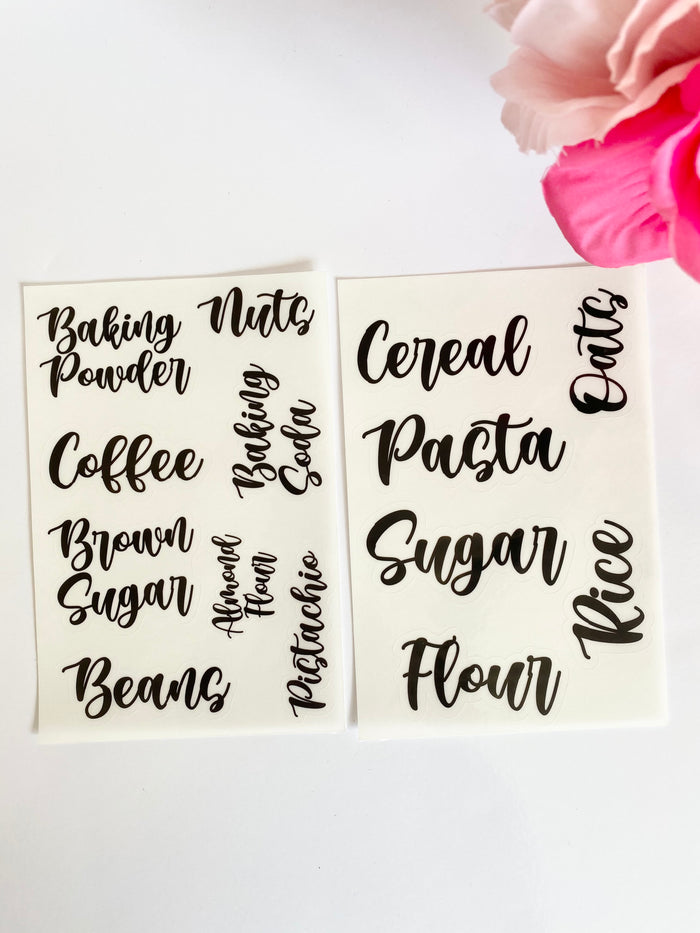 Kitchen Canister Pantry Labels - 2 Sheets