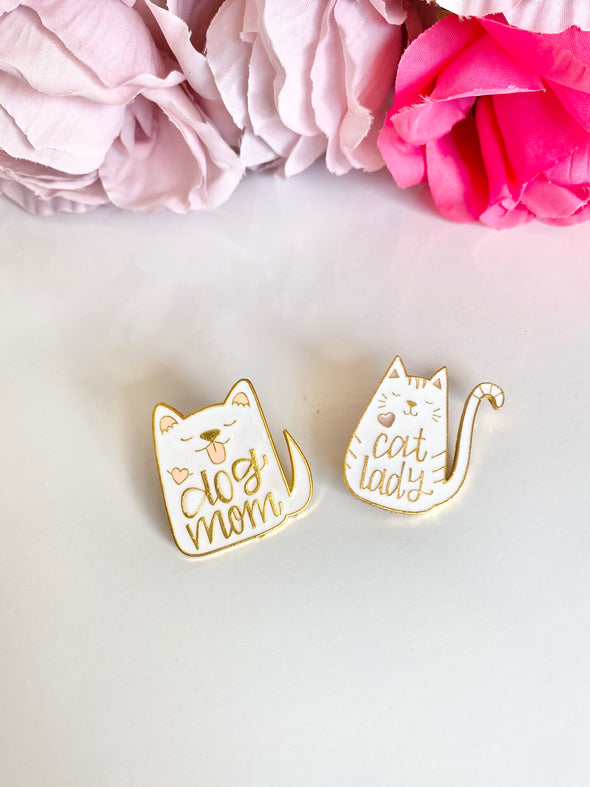 Dog Mom Cat Mom Enamel Pin