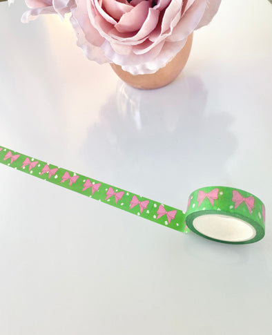Live Colorfully Collection Pink Bow Green Washi Tape