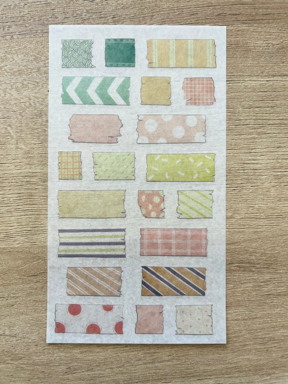 Rainbow Patterned Clear Tape Planner Stickers - Set of 15
