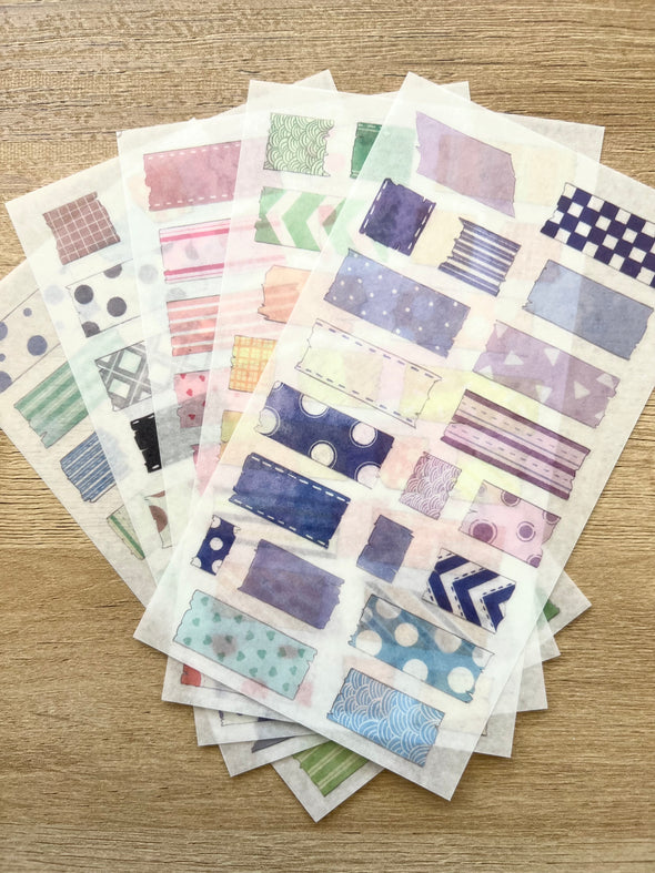 Rainbow Patterned Clear Tape Planner Stickers - Set of 15