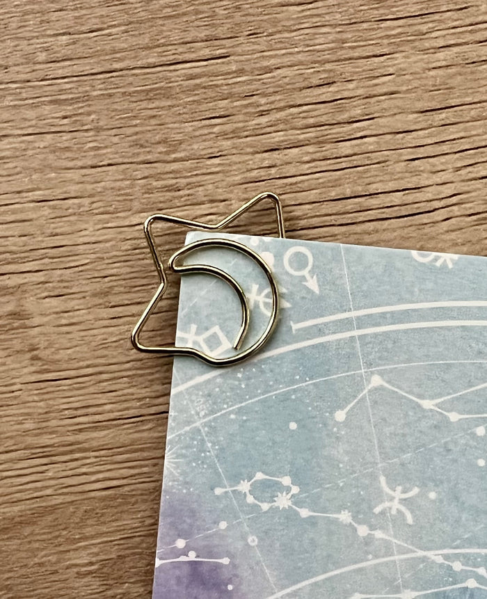 Gold Moon and Star Paper Clips