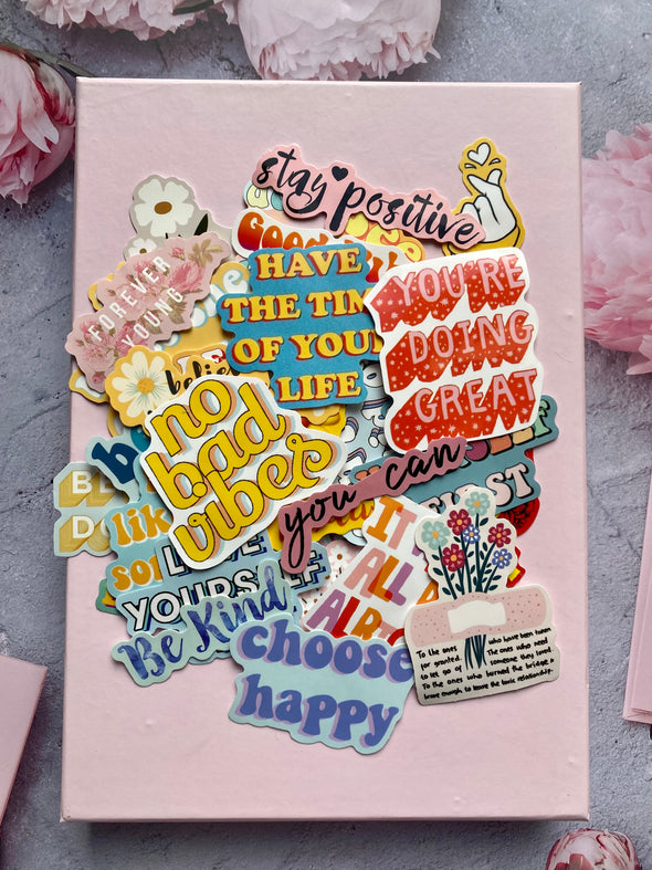 Colorful Motivational Quotes Die Cut Stickers Set