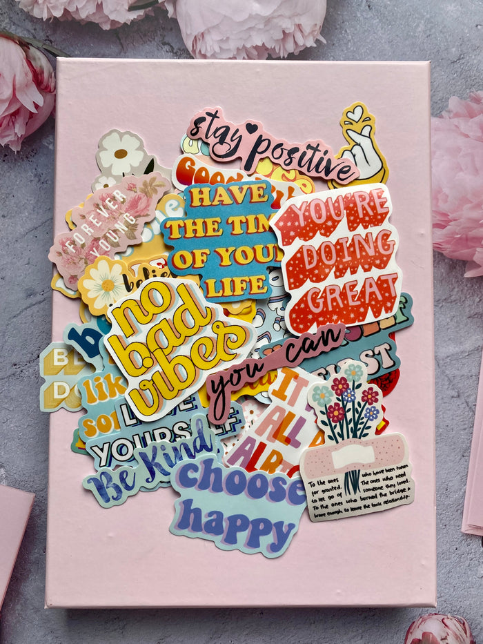 Colorful Motivational Quotes Die Cut Stickers Set