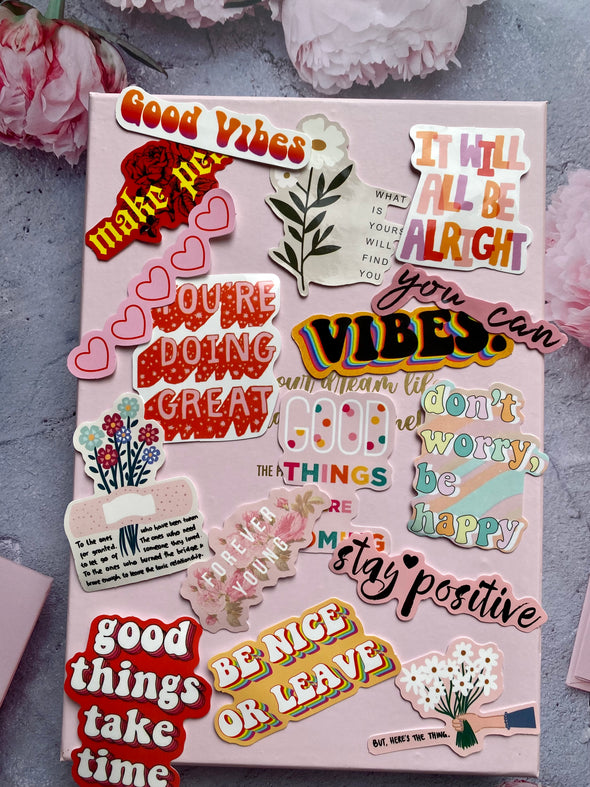 Colorful Motivational Quotes Die Cut Stickers Set