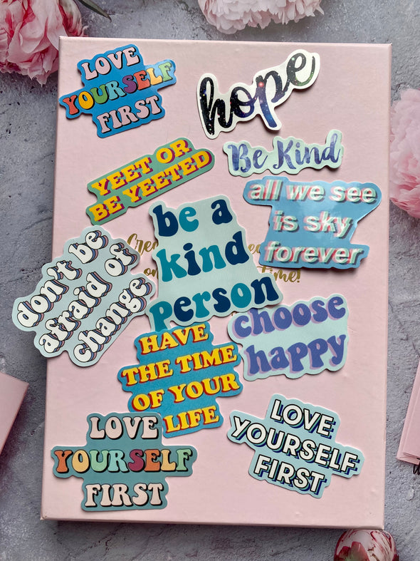 Colorful Motivational Quotes Die Cut Stickers Set