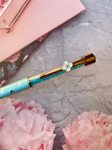 Rose Gold & Turquoise Tiffany Blue Bling Ballpoint Pen