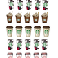 Coffee Cups Stickers - 2 Sheets