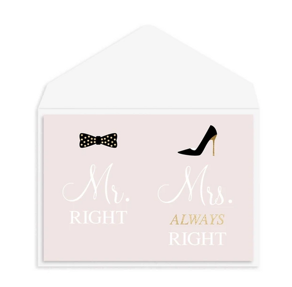 Mrs Always Right Wedding Card