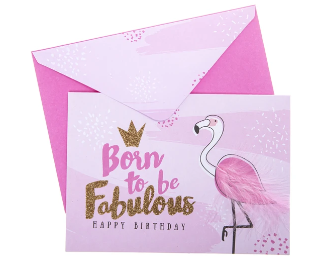 Fabulous Flamingo Embellished Card