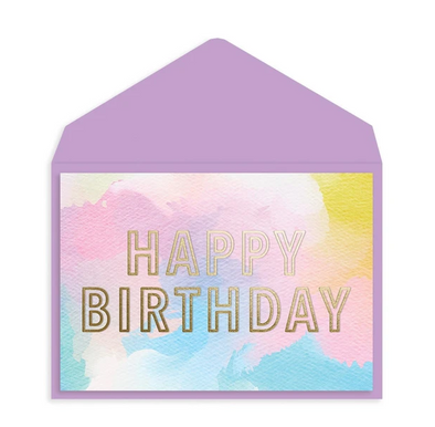 Watercolor and Gold Foil Birthday Card
