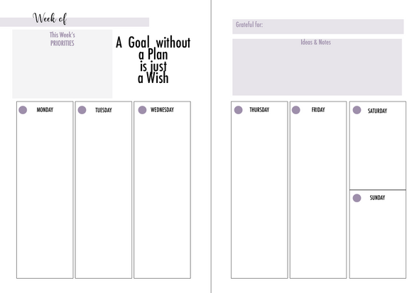 Instant Download Undated A5 Weekly Planner Vertical + Self-Development