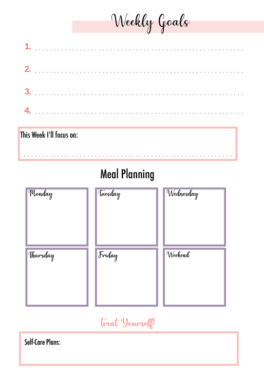Instant Download Undated A5 Weekly Planner Vertical + Self-Development