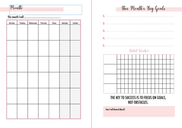 Instant Download Undated A5 Weekly Planner Vertical + Self-Development