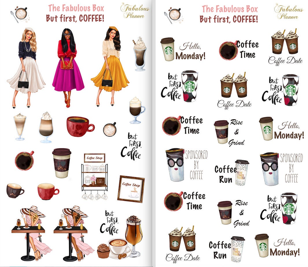 Starbucks Stickers for school day Planner Stickers - Reminder Stickers -  Coffee Sticker - Starbucks Bullet Journal - Logo Sticker