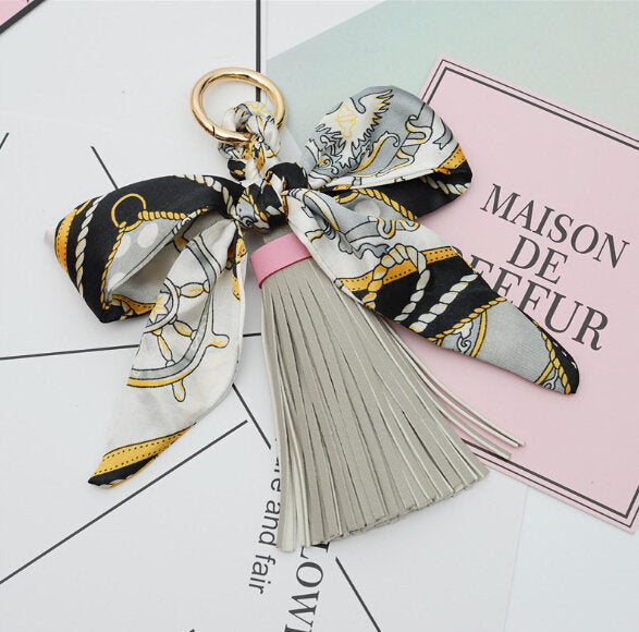 Faux Leather Tassel Scarf Keychain