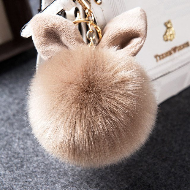 The Fabulous Planner Fluffy Bunny Keychain Light Brown