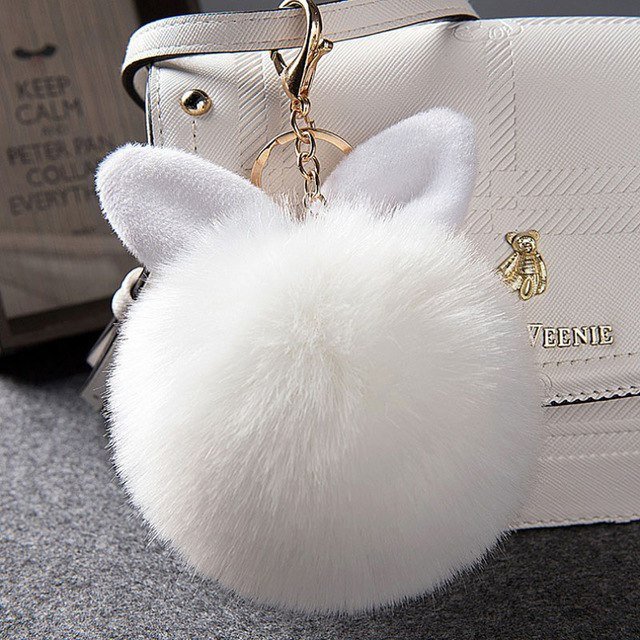 The Fabulous Planner Fluffy Bunny Keychain Light Brown
