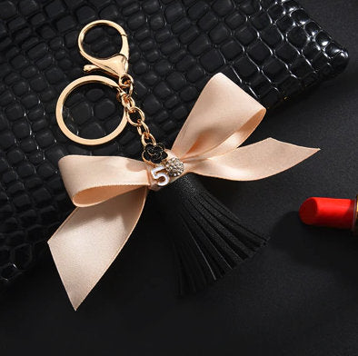 Genuine Leather Bow Keychain/ Bow Flower