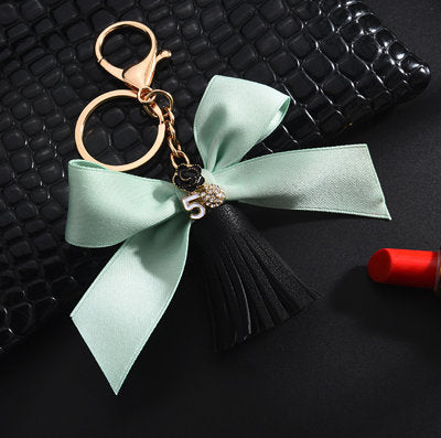 Leather bow keychain sale