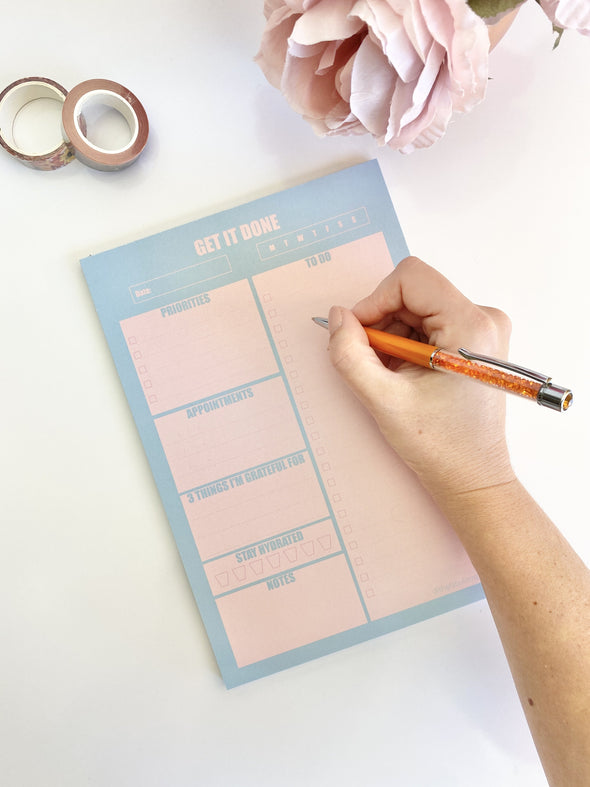 Blue & Pink Large Daily Notepad