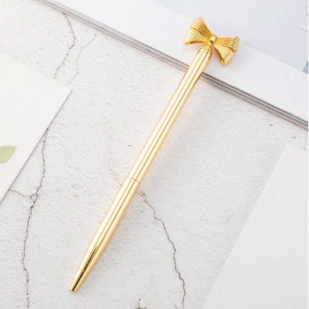 Rose Gold Bow Pen