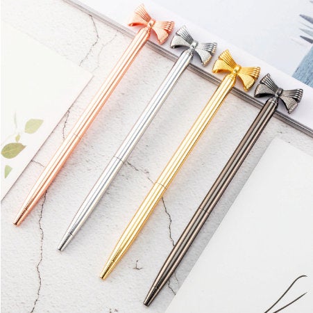 Rose Gold Bow Pen