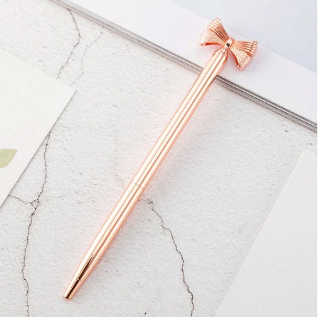 Rose Gold Bow Pen