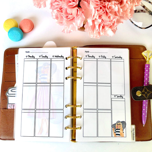 Spring Time Vertical Weekly Planner Inserts